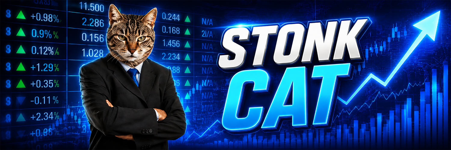 StonkCat in a suit on the trading terminal — STONK CAT